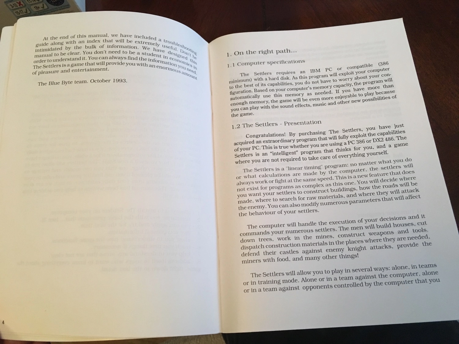 The Settlers Instruction Booklet Pages 4 and 5
